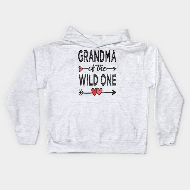 grandma of the wild one Kids Hoodie by Bagshaw Gravity